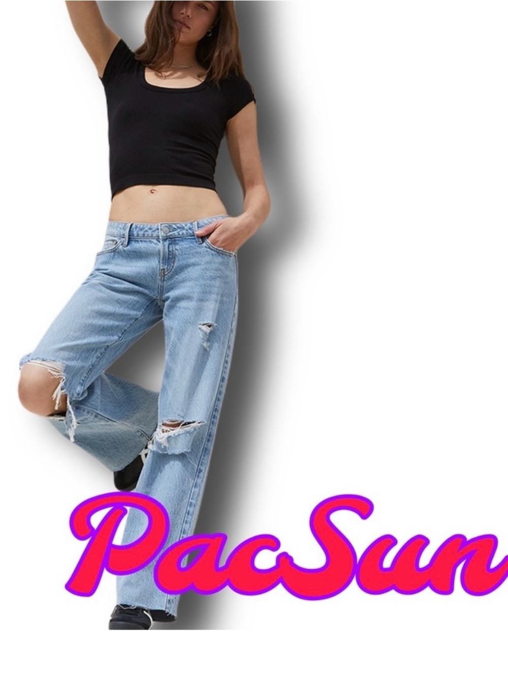 PacSun Medium Indigo Low Rise Baggy Jeans